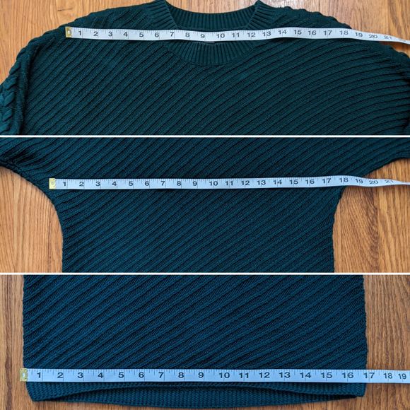 Vera Wang Forest Green Sweater, Mockneck, Batwing Sleeve, Size S - Picture 11 of 12